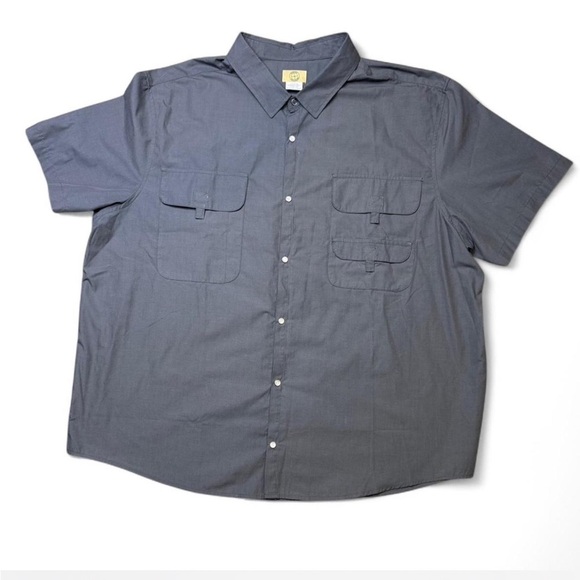 Men’s Pearl Snap Button Down Gray Short Sleeve Shirt. 2XL - Picture 1 of 5